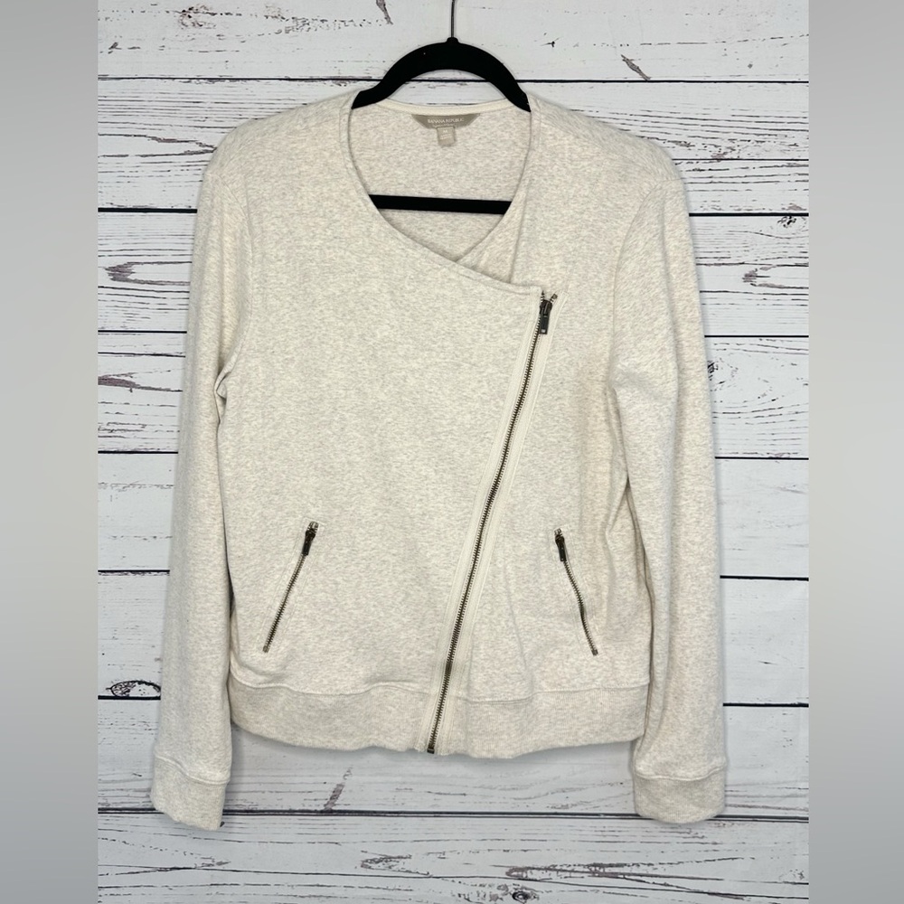 Banana Republic Cream Asymmetrical Zip Jacket